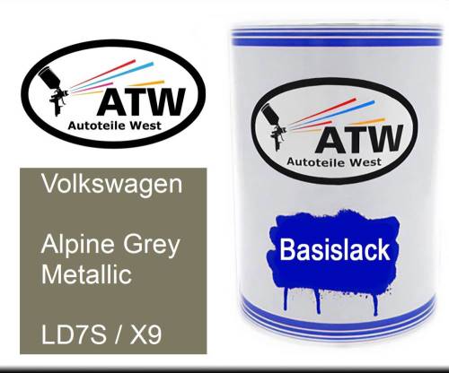 Volkswagen, Alpine Grey Metallic, LD7S / X9: 500ml Lackdose, von ATW Autoteile West.